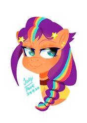 Size: 1239x1753 | Tagged: safe, artist:jully-park, derpibooru import, sunny starscout, earth pony, pony, g5, bust, image, jpeg, simple background, solo, white background