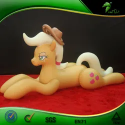 Size: 600x600 | Tagged: safe, derpibooru import, applejack, earth pony, inflatable pony, pony, g4, bootleg, carpet, female, frame, hair tie, hat, hongyi, image, inflatable, inflatable earth pony, irl, jpeg, lidded eyes, lying down, mare, opaque inflatable, photo, ponytail, prone, red carpet, solo