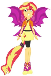 Size: 382x564 | Tagged: safe, artist:note-presto-pony, derpibooru import, sunset shimmer, siren, equestria girls, g4, alternative outfit, bare shoulders, disguise, disguised siren, image, jpeg, simple background, sirenified, solo, species swap, strapless, sunset siren, white background