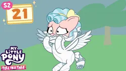 Size: 1280x720 | Tagged: safe, derpibooru import, edit, cozy glow, pegasus, pony, g4, g5, abuse, cobble glow, cozybuse, fake, fake thumbnail, faker than a three dollar bill, female, filly, foal, g4 to g5, generation leap, image, my little pony logo, petrification, png, solo, tell your tale accurate