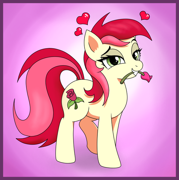 Size: 2000x2004 | Tagged: safe, artist:vomitvomiting, derpibooru import, roseluck, pony, flower, image, looking at you, png, rose, simple background, solo