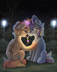 Size: 1760x2196 | Tagged: safe, artist:dorkmark, derpibooru import, oc, unofficial characters only, pegasus, pony, unicorn, couple, cute, detailed background, duo, horn, image, lighter, pegasus oc, png, smoking, unicorn oc, wings