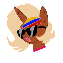 Size: 2000x2000 | Tagged: safe, artist:archooves, derpibooru import, oc, oc:nucita, ponified, unofficial characters only, pony, unicorn, bust, horn, image, nation ponies, png, simple background, solo, sunglasses, transparent background, venezuela