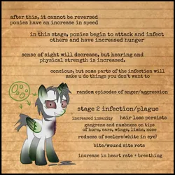 Size: 1080x1080 | Tagged: semi-grimdark, artist:aerofie, derpibooru import, editor:aerofie, oc, unofficial characters only, alicorn, pony, alternate universe, dialogue, english, gray coat, gray mane, grey tail, hair loss, image, infected, infection au, injured, jpeg, paper background, process, sick, solo, text