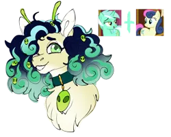 Size: 1280x1031 | Tagged: safe, artist:malinraf1615, derpibooru import, bon bon, lyra heartstrings, sweetie drops, oc, pony, bust, image, magical lesbian spawn, offspring, parent:bon bon, parent:lyra heartstrings, parents:lyrabon, png, portrait, simple background, transparent background