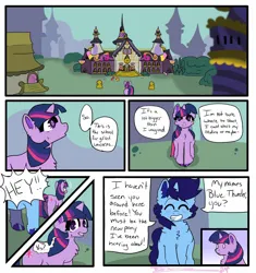 Size: 1600x1700 | Tagged: safe, derpibooru import, twilight sparkle, oc, oc:bluethunder, unicorn, canterlot, comic, horn, image, jpeg, school