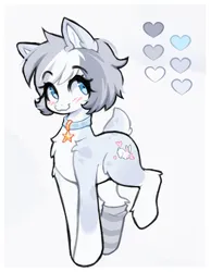 Size: 736x950 | Tagged: safe, artist:valeria_fills, derpibooru import, oc, earth pony, pony, adoptable, blushing, deer tail, femboy, image, male, png, raised leg, solo, tail