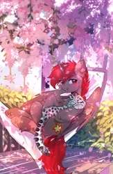 Size: 3171x4851 | Tagged: safe, artist:tyutya, derpibooru import, oc, oc:hardy, alicorn, big cat, cat, leopard, pony, snow leopard, chest fluff, ear fluff, high res, hoof fluff, image, looking at you, lying down, male, on back, png, solo, stallion