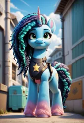 Size: 800x1169 | Tagged: safe, ai content, derpibooru import, machine learning generated, prompter:gregorymars, stable diffusion, pony, unicorn, g5, female, generator:pony diffusion v6 xl, horn, image, jpeg, mare, misty brightdawn, outdoors, police, solo