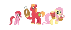 Size: 7800x3300 | Tagged: safe, anonymous artist, derpibooru import, big macintosh, fluttershy, oc, unnamed oc, earth pony, pegasus, pony, g4, going to seed, absurd resolution, apple, baby, baby pony, basket, big macintosh's yoke, colt, drool, earth pony oc, family, father and child, father and daughter, female, filly, fluttermac, foal, food, freckles, grin, hoof hold, horse collar, image, looking at each other, looking at someone, looking back, male, mare, mother and child, mother and son, mouth hold, offspring, parent:big macintosh, parent:fluttershy, parents:fluttermac, pegasus oc, png, shipping, simple background, smiling, stallion, straight, transparent background, vector, wings