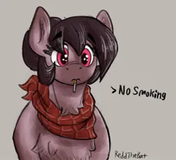 Size: 1115x1016 | Tagged: safe, artist:reddthebat, derpibooru import, oc, oc:number nine, unofficial characters only, earth pony, pony, bandana, bust, chest fluff, cigarette, eyebrows, eyebrows visible through hair, female, image, jpeg, looking at you, mare, sad, signature, solo