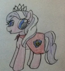 Size: 663x720 | Tagged: safe, artist:lunashy21, derpibooru import, diamond tiara, earth pony, pony, cape, clothes, cmc cape, female, filly, foal, image, jewelry, jpeg, pencil drawing, simple background, solo, solo female, tiara, traditional art, white background