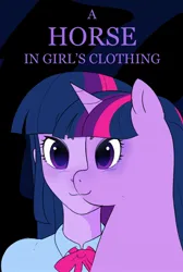 Size: 1380x2048 | Tagged: safe, artist:aztrial, derpibooru import, twilight sparkle, twilight sparkle (alicorn), alicorn, pony, equestria girls, g4, book cover, bowtie, clothes, cover, duality, female, image, jpeg, mare, necktie, parody, self paradox, self ponidox, shirt