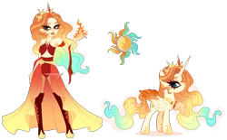 Size: 6560x4064 | Tagged: safe, artist:gihhbloonde, derpibooru import, alicorn, human, pony, clothes, female, human ponidox, image, magical lesbian spawn, mare, offspring, parent:princess celestia, parent:sunset shimmer, parents:sunsestia, png, self paradox, self ponidox, simple background, transparent background