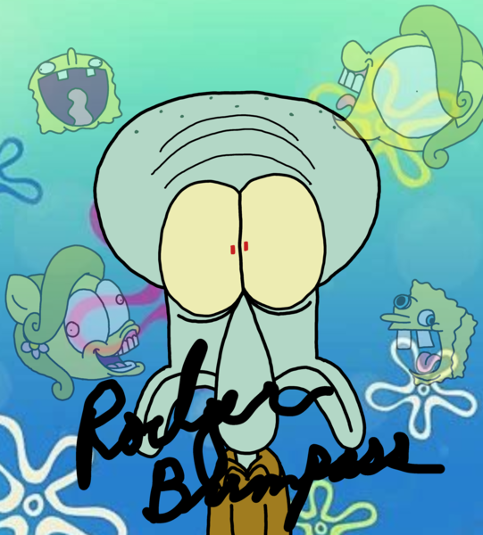 Size: 3023x3351 | Tagged: safe, artist:professorventurer, derpibooru import, oc, oc:bikini breeze, autograph, image, png, spongebob squarepants, spongebob squarepants (character), squidward tentacles