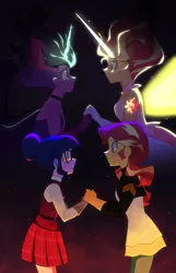 Size: 1095x1698 | Tagged: safe, artist:meow_boop, derpibooru import, sci-twi, sunset shimmer, twilight sparkle, equestria girls, g4, crying, daydream shimmer, duo, female, image, jpeg, midnight sparkle