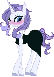 Size: 1488x2108 | Tagged: safe, artist:great-5, derpibooru import, rarity, pony, unicorn, black dress, blushing, clothes, curvy, dress, horn, hourglass figure, image, large butt, little black dress, png, simple background, transparent background