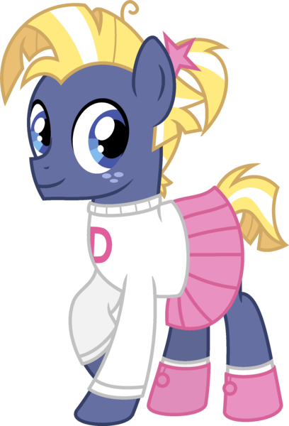 Size: 1725x2535 | Tagged: safe, artist:peternators, derpibooru import, star tracker, earth pony, pony, alternate hairstyle, clothes, colt, crossdressing, foal, freckles, image, male, png, ponytail, shirt, simple background, skirt, solo, starcrossed, teenager, the fairly oddparents, transparent background, veronica star