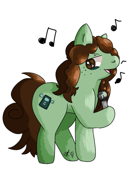 Size: 1240x1754 | Tagged: safe, artist:galactichooves, derpibooru import, oc, earth pony, pony, full body, green, ibispaint x, image, microphone, png, rainbow rocks 10th anniversary, simple background, solo, transparent background