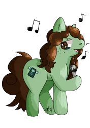 Size: 1240x1754 | Tagged: safe, artist:galactichooves, derpibooru import, oc, earth pony, pony, full body, green, ibispaint x, image, microphone, png, rainbow rocks 10th anniversary, simple background, solo, transparent background