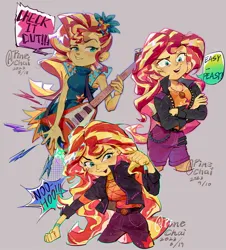 Size: 1853x2048 | Tagged: safe, artist:songwealddog, derpibooru import, sunset shimmer, equestria girls, g4, female, guitar, image, jpeg, musical instrument, simple background, solo