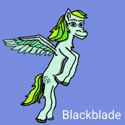 Size: 2560x2560 | Tagged: safe, artist:blackblade360, derpibooru import, medley, pegasus, pony, g1, g5, blue background, blue eyes, chest fluff, colored wings, digital art, female, flying, g1 to g5, generation leap, green coat, green hooves, ibispaint x, image, leg fluff, looking at you, mare, png, raised leg, signature, simple background, solo, spread wings, tail, two toned mane, two toned tail, two toned wings, unshorn fetlocks, wings