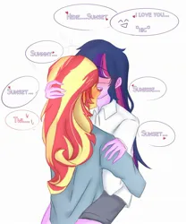 Size: 1869x2243 | Tagged: safe, artist:eddin_sciset, derpibooru import, sci-twi, sunset shimmer, twilight sparkle, equestria girls, g4, blushing, drunk, duo, female, image, jpeg, lesbian, ship:sci-twishimmer, shipping, sunsetsparkle