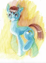 Size: 1200x1663 | Tagged: safe, artist:wolfiedrawie, derpibooru import, oc, unofficial characters only, earth pony, pony, abstract background, image, jpeg, male, solo, stallion, traditional art