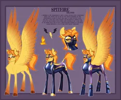 Size: 3008x2483 | Tagged: safe, artist:parrpitched, derpibooru import, oc, oc:spitfire(prisoners of the moon), unofficial characters only, pegasus, alternate universe, clothes, fireheart76's latex suit design, gloves, image, latex, latex boots, latex gloves, latex suit, pegasus oc, png, prisoners of the moon, reference sheet, rubber, rubber gloves, rubber suit, shadowbolts, wings