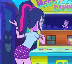 Size: 528x465 | Tagged: safe, artist:kaigirly, derpibooru import, edit, sci-twi, twilight sparkle, human, equestria girls, g4, cropped, female, hailey's on it!, image, jpeg, rear view, solo