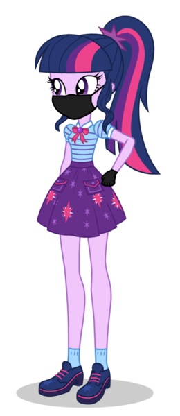 Size: 2165x5000 | Tagged: safe, artist:brokenadam, derpibooru import, sci-twi, twilight sparkle, twilight sparkle (alicorn), alicorn, equestria girls, g4, absurd resolution, clothes, coronavirus, covid-19, face mask, gloves, image, mask, missing accessory, my little pony equestria girls: digital series, no glasses, png, simple background, solo, transparent background