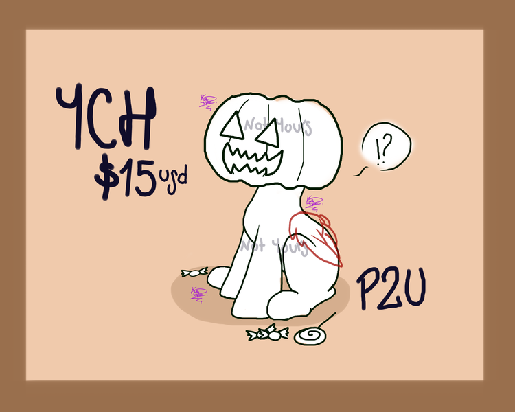 Size: 2500x2000 | Tagged: safe, artist:kathepart, derpibooru import, auction, auction open, candies, commission, halloween, holiday, image, pay to use, png, pumpkin, your character here