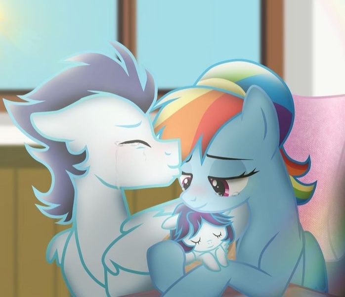 Size: 720x619 | Tagged: safe, derpibooru import, ponerpics import, ponybooru import, rainbow dash, soarin', pegasus, pony, baby, baby pony, best pony, cute, dashabetes, female, filly, foal, if only, image, jpeg, male, mare, newborn, offspring, parent:rainbow dash, parent:soarin', parents:soarindash, shipping, soarindash, stallion, straight, swaddled, swaddled baby, wrapped snugly