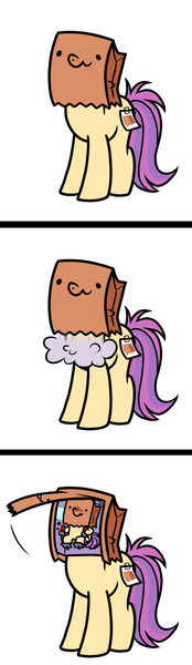 Size: 844x2904 | Tagged: safe, alternate version, artist:paperbagpony, derpibooru import, oc, oc:paper bag, cockpit, comic, fake cutie mark, image, png, simple background, steam, white background