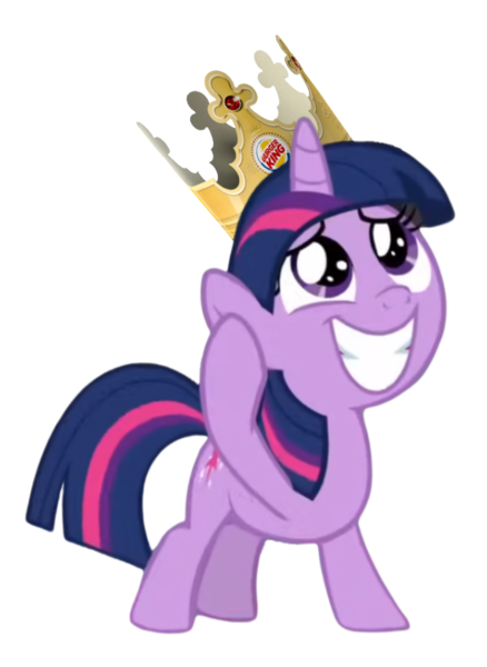 Size: 525x720 | Tagged: safe, derpibooru import, edit, edited screencap, screencap, vector edit, twilight sparkle, pony, unicorn, g4, season 9, sparkle's seven, spoiler:s09, burger king, burger king crown, crown, cute, female, filly, filly twilight sparkle, foal, happy, horn, image, jewelry, looking up, png, raised hoof, regalia, smol, solo, twiabetes, unicorn twilight, vector, wide smile, younger