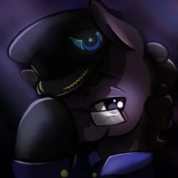 Size: 400x400 | Tagged: safe, artist:wolfiedrawie, derpibooru import, oc, unofficial characters only, earth pony, pony, cap, captain, clothes, glasses, hat, image, male, new lunar republic, png, solo, stallion, uniform