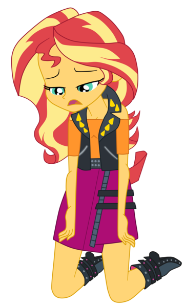 Size: 1900x3154 | Tagged: safe, artist:gmaplay, derpibooru import, sunset shimmer, human, equestria girls, g4, ass, bunset shimmer, butt, defeat, defeated, equestria girls specials, image, my little pony equestria girls: better together, my little pony equestria girls: forgotten friendship, png, simple background, solo, transparent background, weak