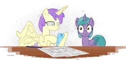 Size: 2154x1024 | Tagged: safe, artist:equestriaexploration, derpibooru import, alula, pluto, princess erroria, pony, g5, 4chan, error, glitch, image, mobile phone, phone, png, shiny sparks, simple background, transparent background