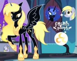 Size: 1280x1026 | Tagged: safe, artist:vi45, derpibooru import, derpy hooves, nightmare moon, oc, alicorn, pony, female, fusion, fusion:derpy hooves, fusion:nightmare moon, image, mare, png