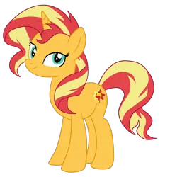 Size: 1900x1977 | Tagged: safe, artist:gmaplay, derpibooru import, sunset shimmer, pony, unicorn, equestria girls, g4, cute, horn, image, png, shimmerbetes, simple background, solo, standing, sunset shimmer day, transparent background