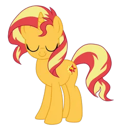 Size: 1900x1977 | Tagged: safe, artist:gmaplay, derpibooru import, sunset shimmer, pony, unicorn, equestria girls, g4, cute, horn, image, png, shimmerbetes, simple background, solo, standing, sunset shimmer day, transparent background