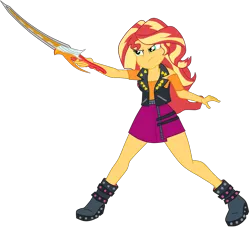 Size: 3228x2952 | Tagged: safe, artist:gmaplay, derpibooru import, sunset shimmer, equestria girls, g4, fencing, fight, image, my little pony equestria girls: better together, png, solo, sunset shimmer day, sword, weapon