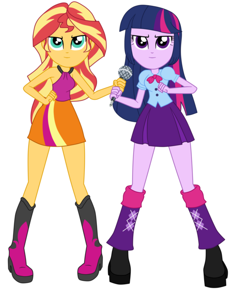 Size: 2900x3609 | Tagged: safe, artist:gmaplay, derpibooru import, sunset shimmer, twilight sparkle, equestria girls, g4, image, my little pony equestria girls: rainbow rocks, png, rainbow rocks 10th anniversary, solo, welcome to the show