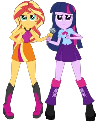 Size: 2900x3609 | Tagged: safe, artist:gmaplay, derpibooru import, sunset shimmer, twilight sparkle, equestria girls, g4, image, my little pony equestria girls: rainbow rocks, png, rainbow rocks 10th anniversary, solo, welcome to the show