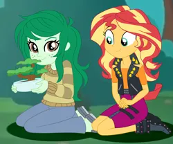 Size: 3856x3214 | Tagged: safe, artist:gmaplay, derpibooru import, sunset shimmer, wallflower blush, equestria girls, g4, bonsai, cute, equestria girls specials, flowerbetes, good end, image, my little pony equestria girls: better together, my little pony equestria girls: forgotten friendship, outdoors, photo, png, shimmerbetes, solo