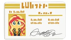 Size: 3490x1956 | Tagged: safe, artist:gmaplay, derpibooru import, sunset shimmer, equestria girls, g4, cute, id card, image, license, my little pony equestria girls: better together, png, shimmerbetes, solo, sunset shimmer day