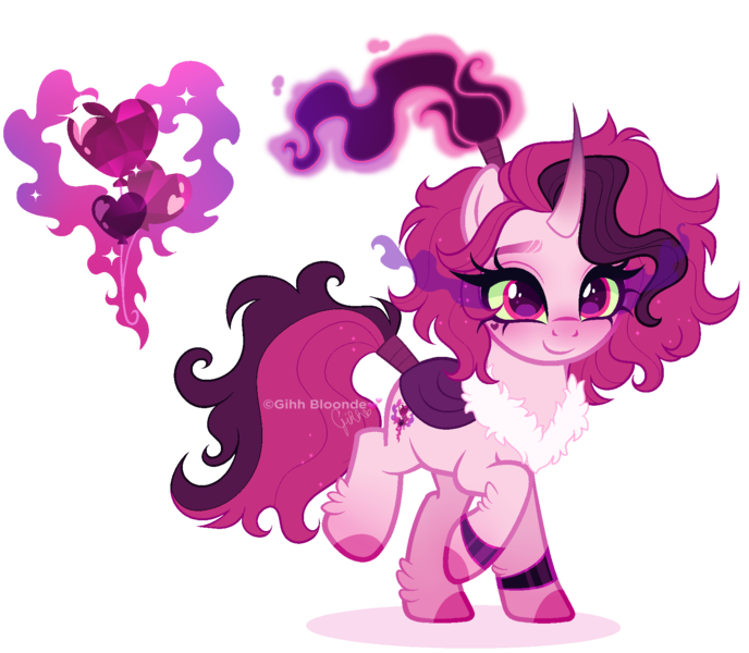 Size: 1750x1526 | Tagged: safe, artist:gihhbloonde, derpibooru import, oc, pony, unicorn, female, horn, image, mare, offspring, parent:king sombra, parent:pinkie pie, parents:sombrapie, png, simple background, solo, transparent background