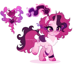 Size: 1750x1526 | Tagged: safe, artist:gihhbloonde, derpibooru import, oc, pony, unicorn, female, horn, image, mare, offspring, parent:king sombra, parent:pinkie pie, parents:sombrapie, png, simple background, solo, transparent background