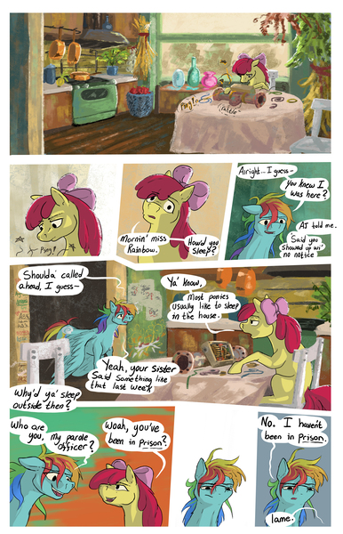 Size: 2088x3248 | Tagged: safe, artist:seventozen, derpibooru import, apple bloom, rainbow dash, pegasus, pony, comic:the problem of parthus, chair, comic, female, filly, foal, gearbox, image, jar, jpeg, mare