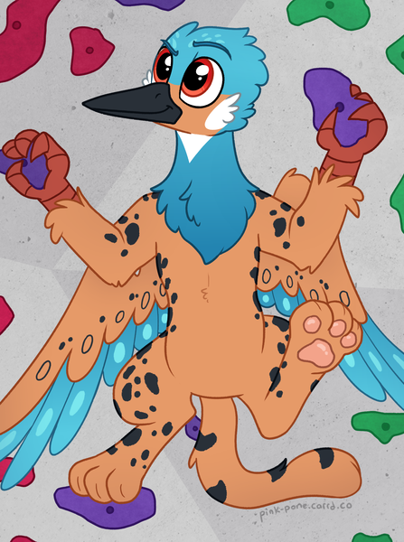 Size: 1713x2300 | Tagged: safe, artist:pink-pone, derpibooru import, oc, gryphon, image, png, rock climbing, solo